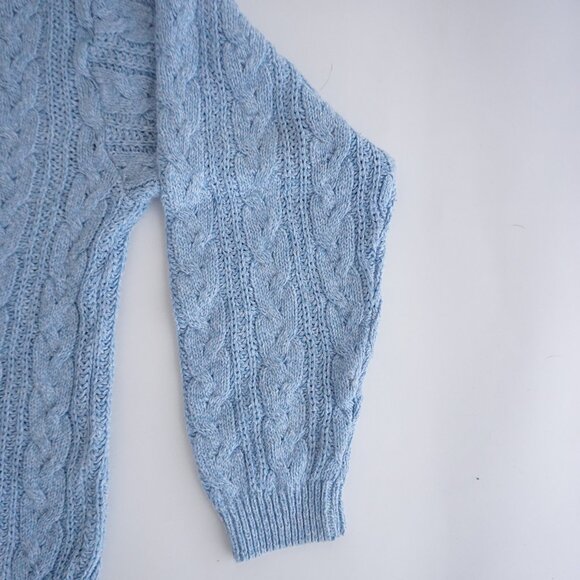 Vintage Northern Reflections Blue Cable Knit Turtleneck Preppy Sweater Cozy XL - Picture 4 of 9